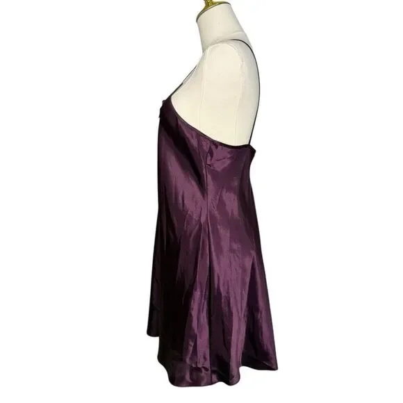 Vtg California Dynasty Women’s Small Satin Slip Dress Purple Lace Lingerie - Picture 3 of 7